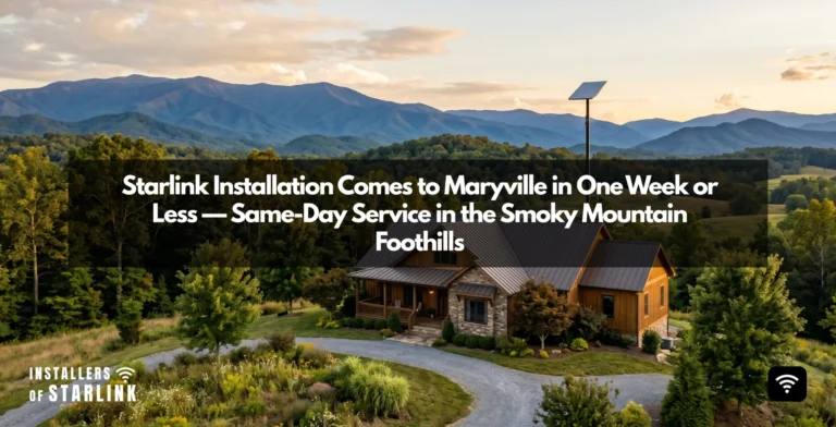 Starlink installation in Maryville, TN — a home in the foothills with the Great Smoky Mountains beyond