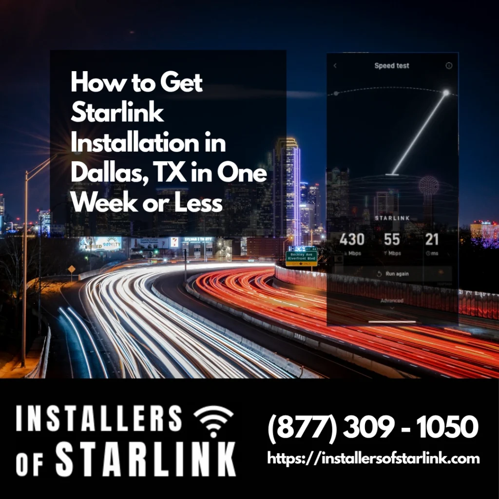 A certified technician installing a Starlink dish on a rooftop in Dallas