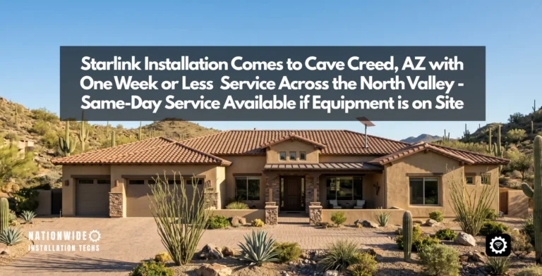 Flat-panel Starlink dish installed on a desert home in Cave Creek, AZ - The installation was completed by the certified and insured techs of Nationwide Installation Techs