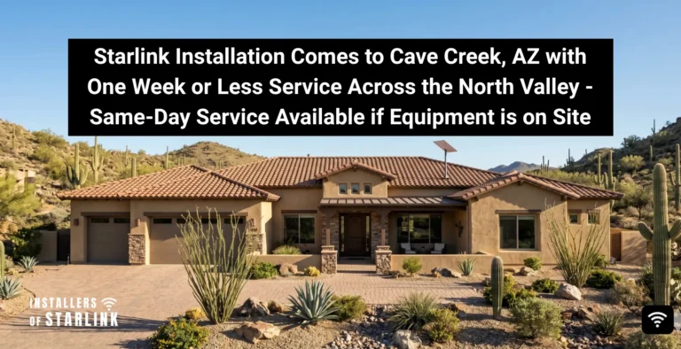 Flat-panel Starlink dish installed on a desert home in Cave Creek, AZ - The installation was completed by the certified and insured techs of Installers of Starlink