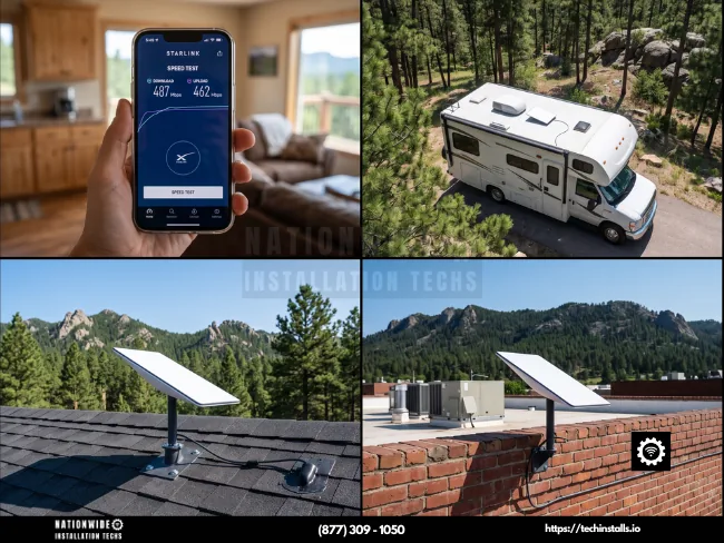 Professional, insured Starlink installers in South Dakota — speed test, RV in the Black Hills, residential, and Rapid City commercial installs across the Mount Rushmore State.