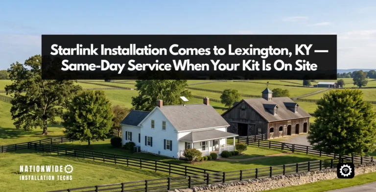 Starlink installation in Lexington, KY — flat-panel dish on a Bluegrass horse farm home