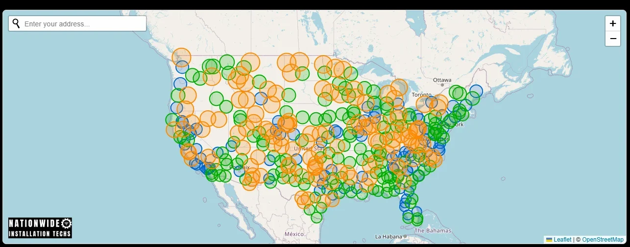 Our Starlink installation coverage map showing our nationwide coverage.